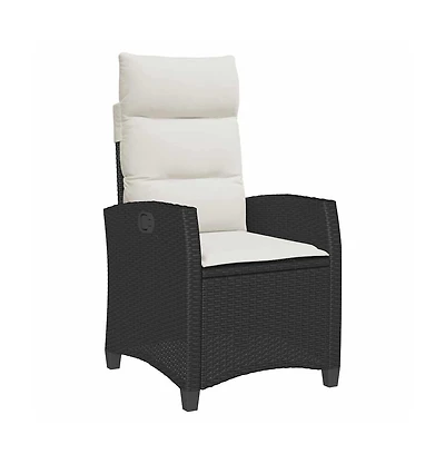 vidaXL Reclining Garden Chair Black Pe rattan Foldable