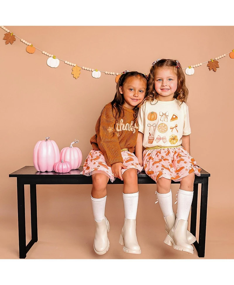 Sweet Wink Toddler Girls Thankful Cutie Thanksgiving Short Sleeve T-Shirt