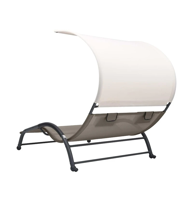 Sun Lounger Taupe Textilene, steel Double Double Sun Lounger
