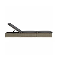 Sunbed Grey Pe Rattan Large Adjustable Armrests