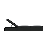 Sunbed Black Pe Rattan, Powder-Coated Steel, Polyester