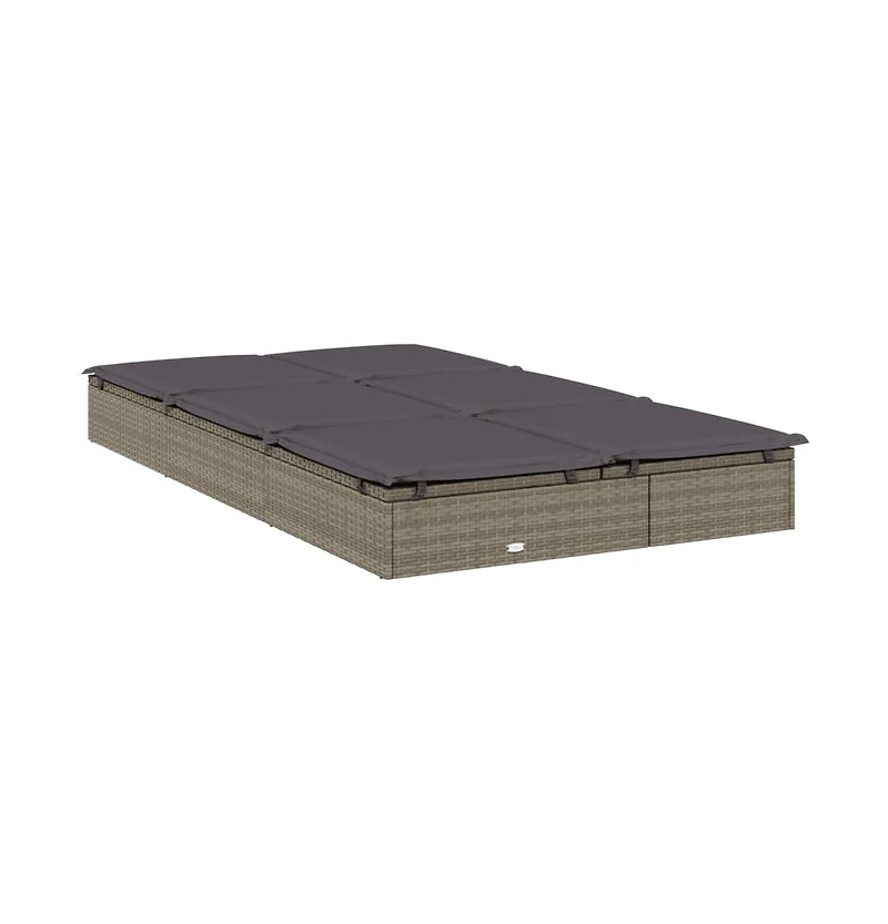 Sunbed Grey Pe rattan, Steel Double Adjustable Armrests Sunbed