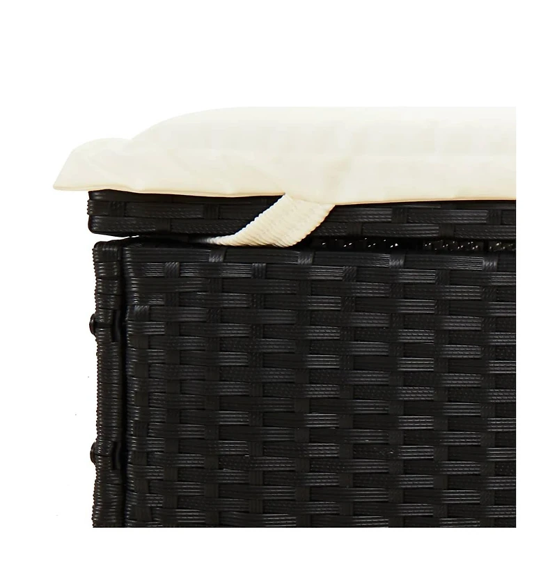 Sunbed Black & Cream Pe rattan, Powder-coated steel Double