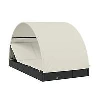 Sunbed Black & Cream Pe rattan, Powder-coated steel Double