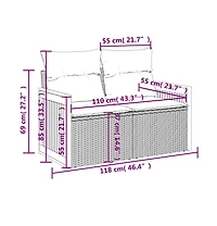 Garden Sofa Grey Pe rattan, powder-coated steel, solid acacia wood