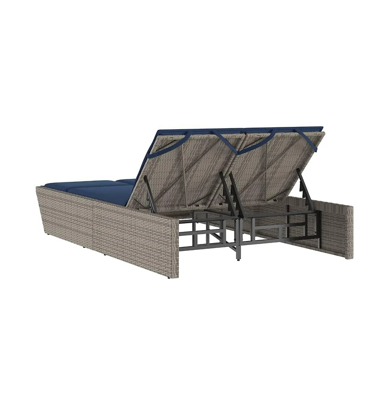 Patio Double Sun Lounger Gray Pe Rattan Double