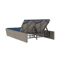 Patio Double Sun Lounger Gray Pe Rattan Double