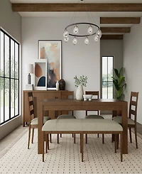 Furniture Davie Cracked Oak and Fabric Rectangle -Pc. Dining Set