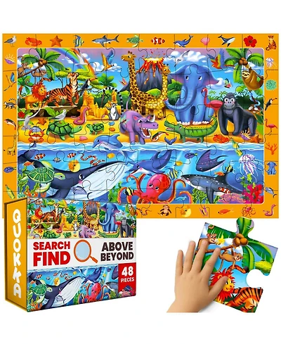 Quokka 2x3 Ft Giant Search and Find Above & Beyond Floor Puzzle for Kids Ages 4-8