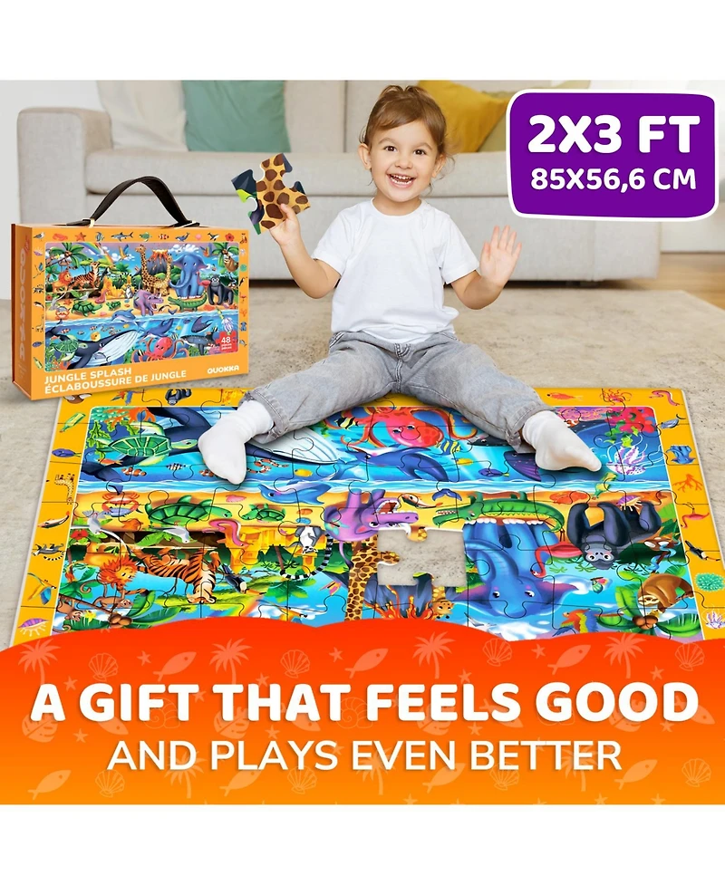 Quokka 2x3 Ft Giant Search and Find Above & Beyond Floor Puzzle for Kids Ages 4-8