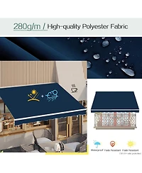 Aecojoy 10'x8' Manual Retractable Awning Sun Shade, Patio Awning Canopy