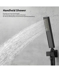 Rainsken Male Npt Waterfall Tub and Shower Faucet Set, 10-Inch Matte Black Rain Shower System, Black