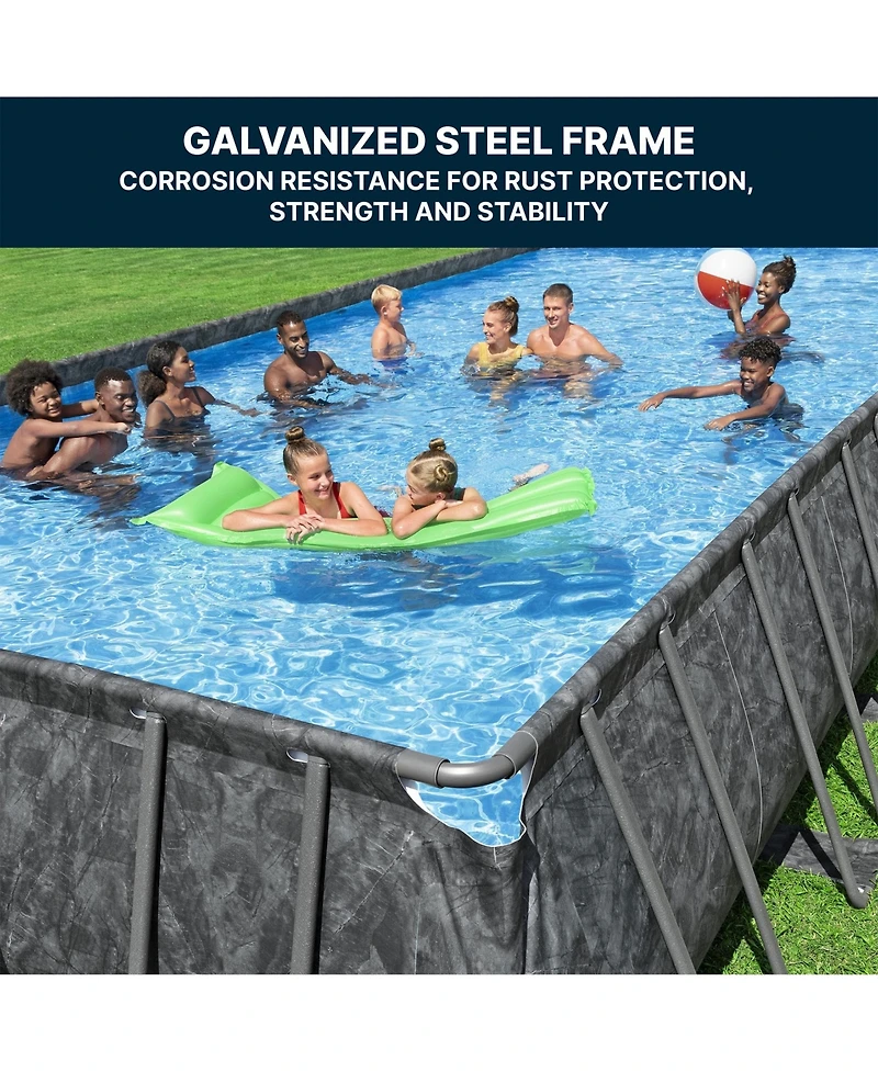 Bestway Apx 365 18' x 9' x 52" Rectangular Above Ground Swimming Pool Set, Gray