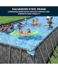 Bestway Apx 365 18' x 9' x 52" Rectangular Above Ground Swimming Pool Set, Gray