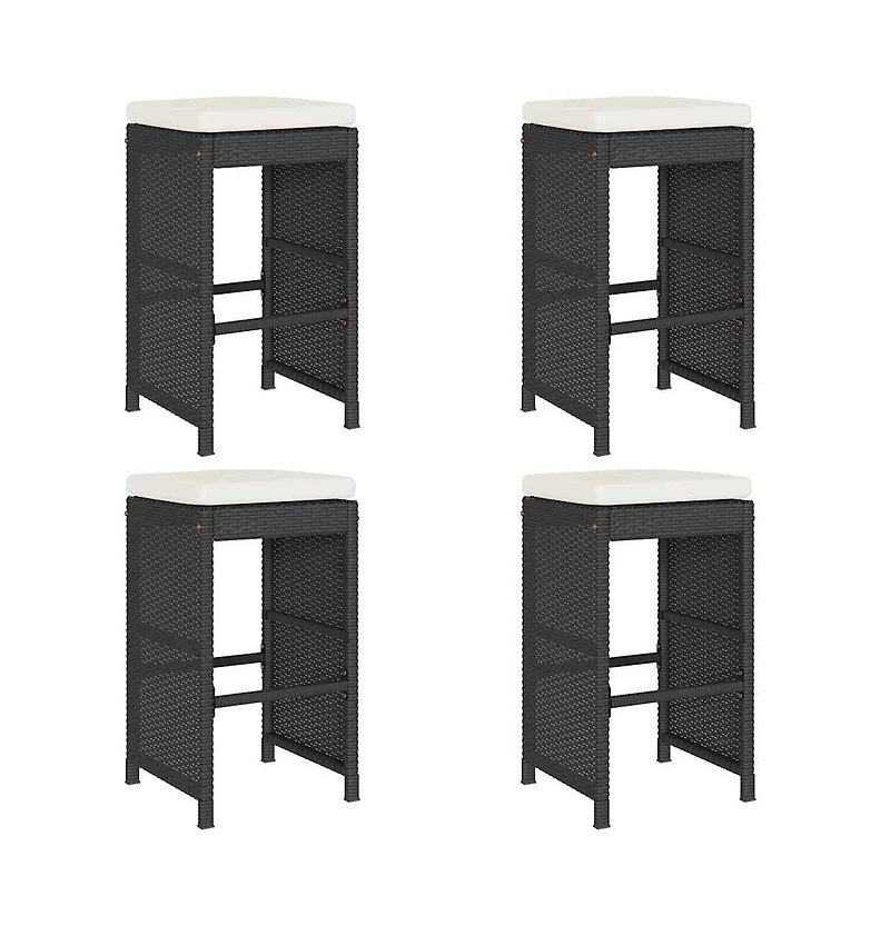 Garden Bar Stool Set of 4 Black, Cream