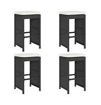 Garden Bar Stool Set of 4 Black, Cream