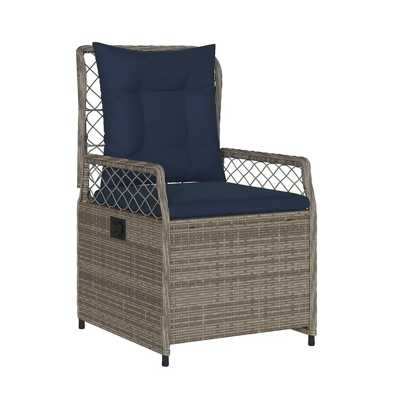 Reclining Patio Chair Gray and Navy Blue
