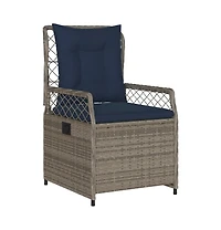 Reclining Patio Chair Gray and Navy Blue