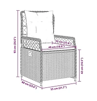 Reclining Patio Chair Black Pe rattan Standard Size