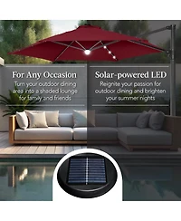 Best Choice Products 10ft 360° Rotating Cantilever Easy Auto Open Patio Umbrella w/ Solar Led Lights