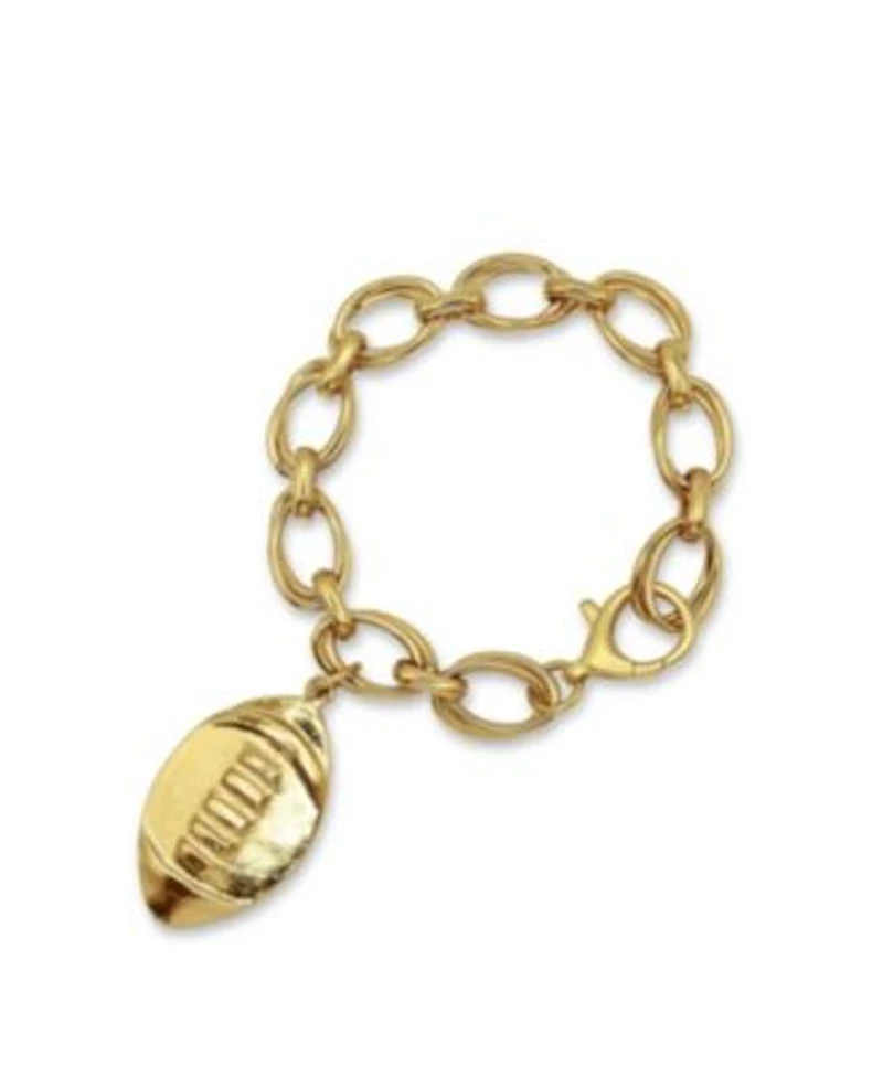 14k Gold Plated Chain Football Charm Bracelet