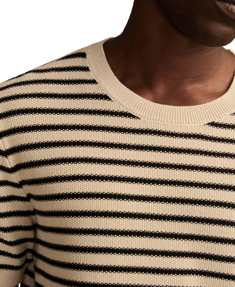 Lucky Brand Men's Striped Crewneck Textured Sweater