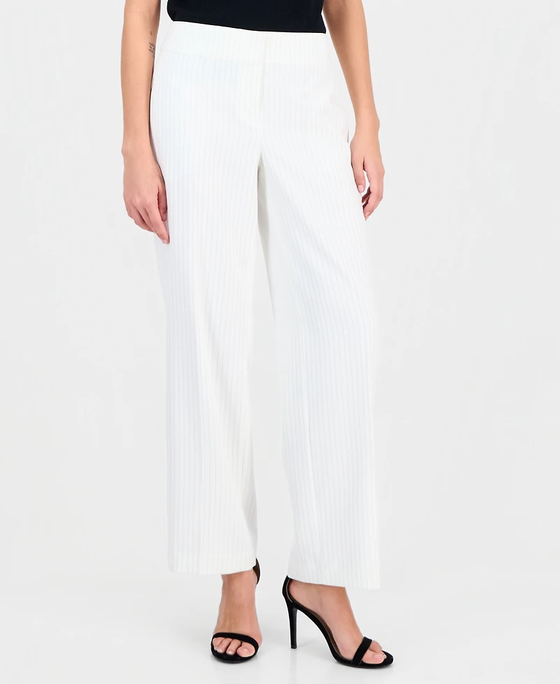Le Suit Women's Pinstripe Shawl-Collar Mid-Rise 2 Piece Pantsuit, Regular & Petites