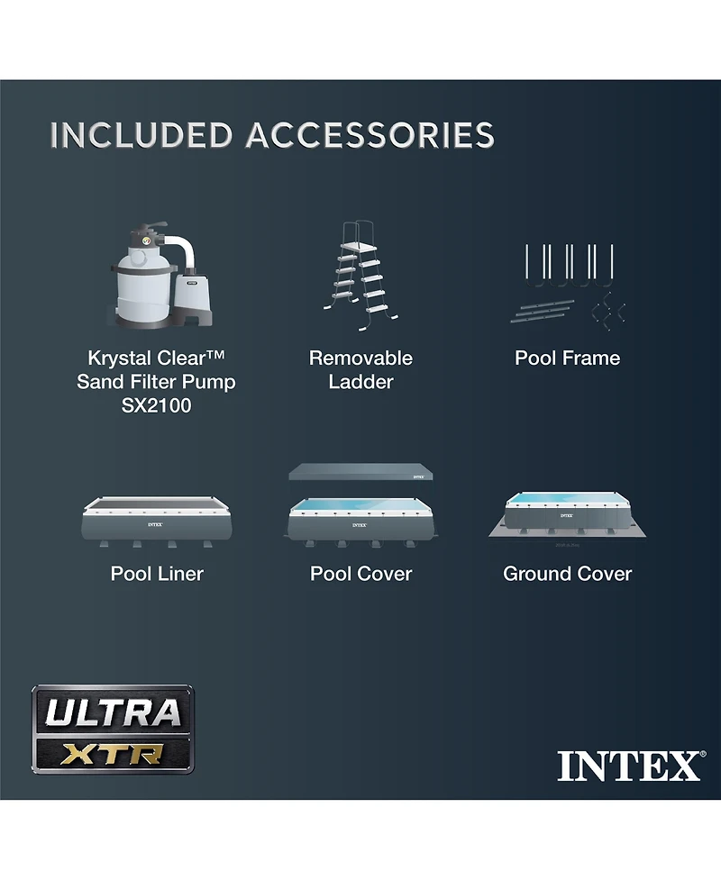 Intex Ultra Xtr 24ft x 12ft x 52in Rectangular Frame Pool & Sand Vacuum Cleaner