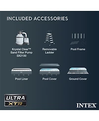 Intex Ultra Xtr 24ft x 12ft x 52in Rectangular Frame Pool & Sand Vacuum Cleaner