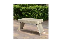 Portable Outdoor Wicker Rattan Side Table, Foldable Lightweight 7 lbs, Weather-Resistant, No Assembly Needed