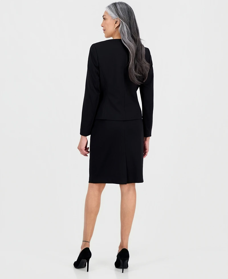 Le Suit Women's Square-Neck Button-Front Skirt
