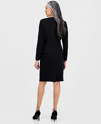 Le Suit Women's Square-Neck Button-Front Skirt