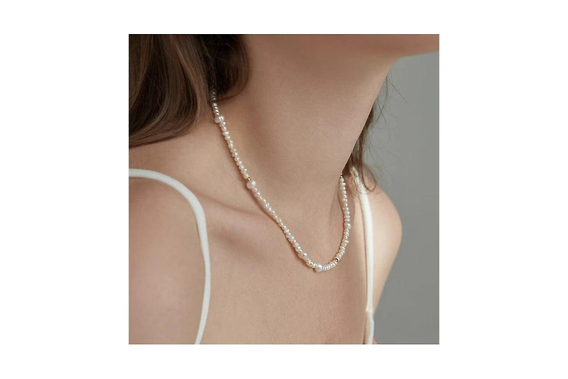 Joey Baby 18K Gold Plated Freshwater Pearls with Glass Gold Beads - Emili Necklace 17" For Women