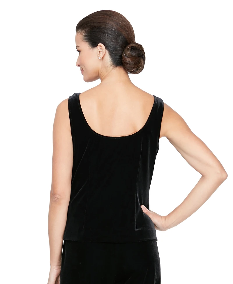 Alex Evenings Women's Velvet Satin-Collar Jacket and Tank
