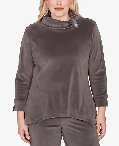 Alfred Dunner Petite Calm Luxe Cowl Neck Top