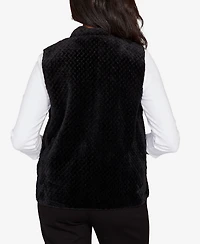 Alfred Dunner Petite Barcelona Plush Fleece Lined Mock Neck Vest