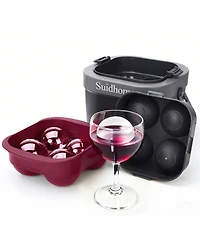 4-Cavity Clear Ice Ball Maker with Insulated Bucket, Bpa-Free Silicone Tray