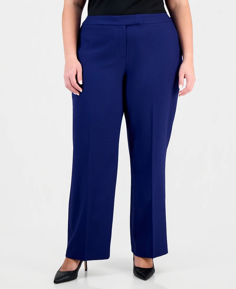 Le Suit Plus Notch-Lapel Mid-Rise Pantsuit