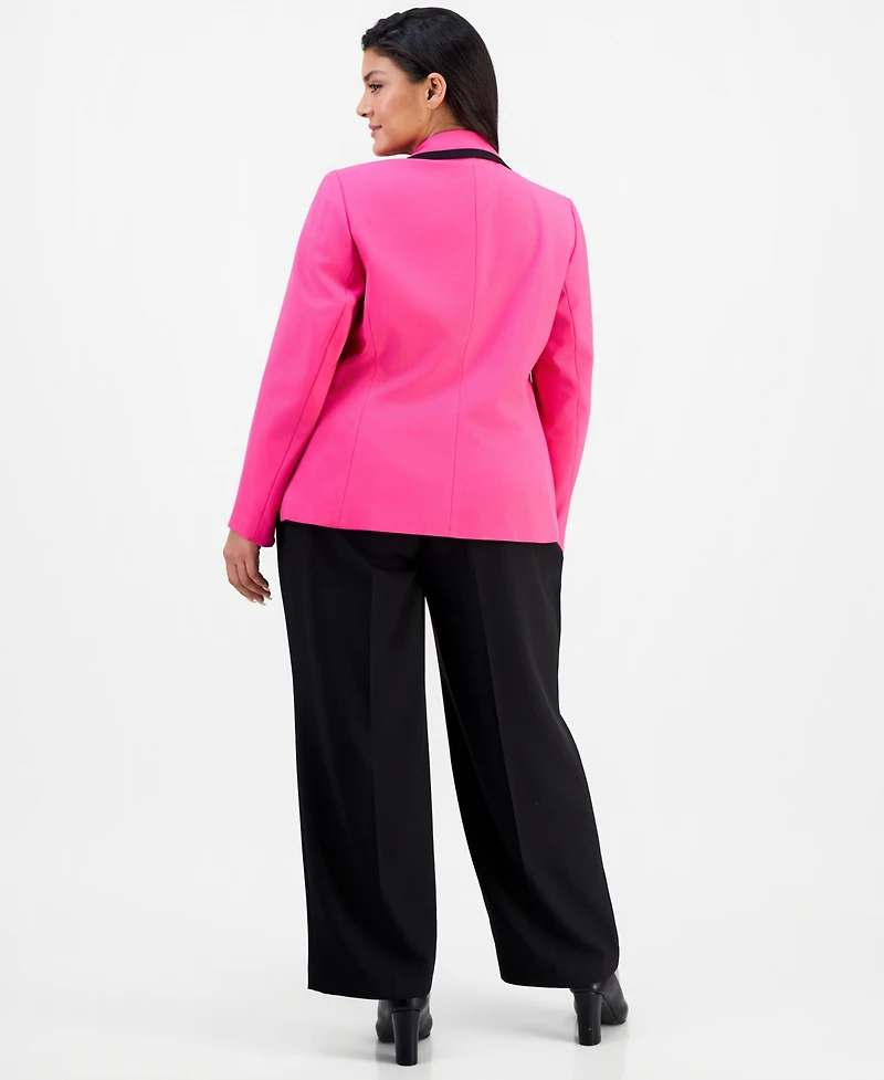 Le Suit Plus Colorblocked Mid-Rise Wide-Leg Pantsuit