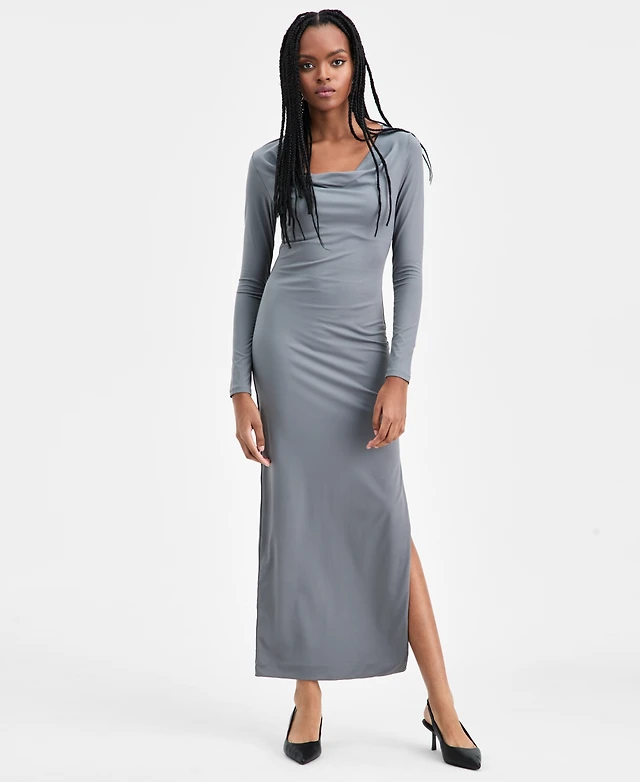 long sleeve blue velvet dress Aqua blue velvet slit dress
