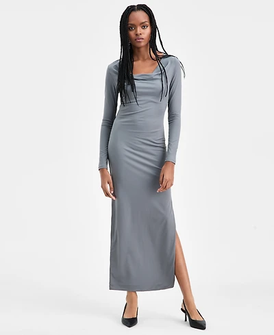 Bar Iii Women's Cowlneck Long-Sleeve Maxi Dress, Macy's Exclusive