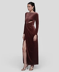 Avec Les Filles Women's Asymmetric Drape Long Sleeves Maxi Dress