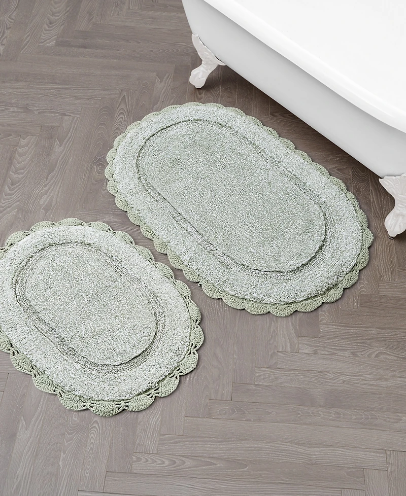 Laura Ashley Crochet Cotton Bath Rug Set