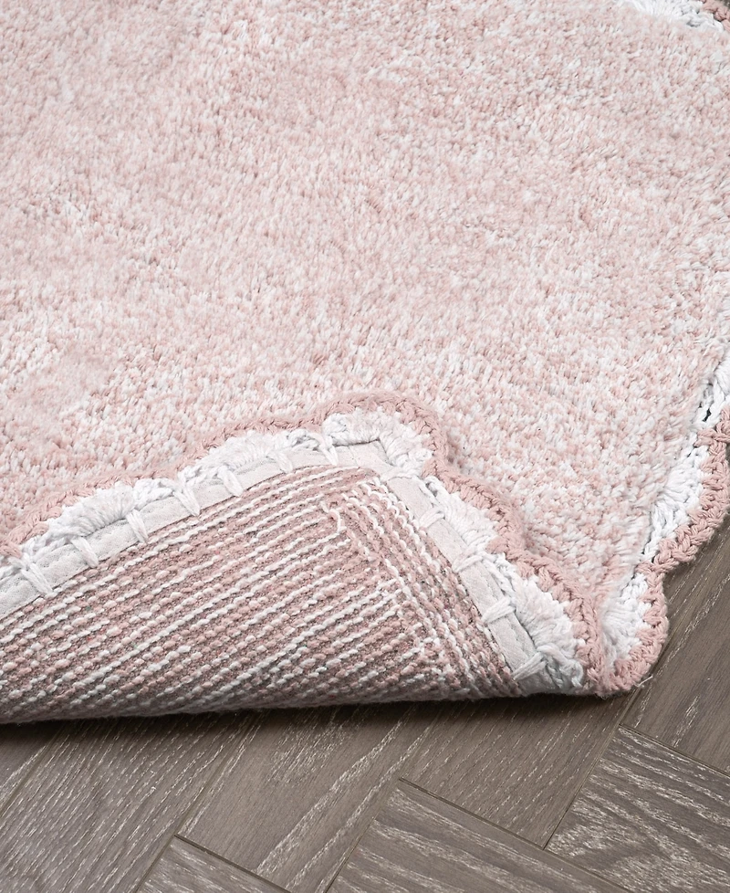 Laura Ashley Heathered Crochet Border Cotton Bath Rug, 17" x 24"