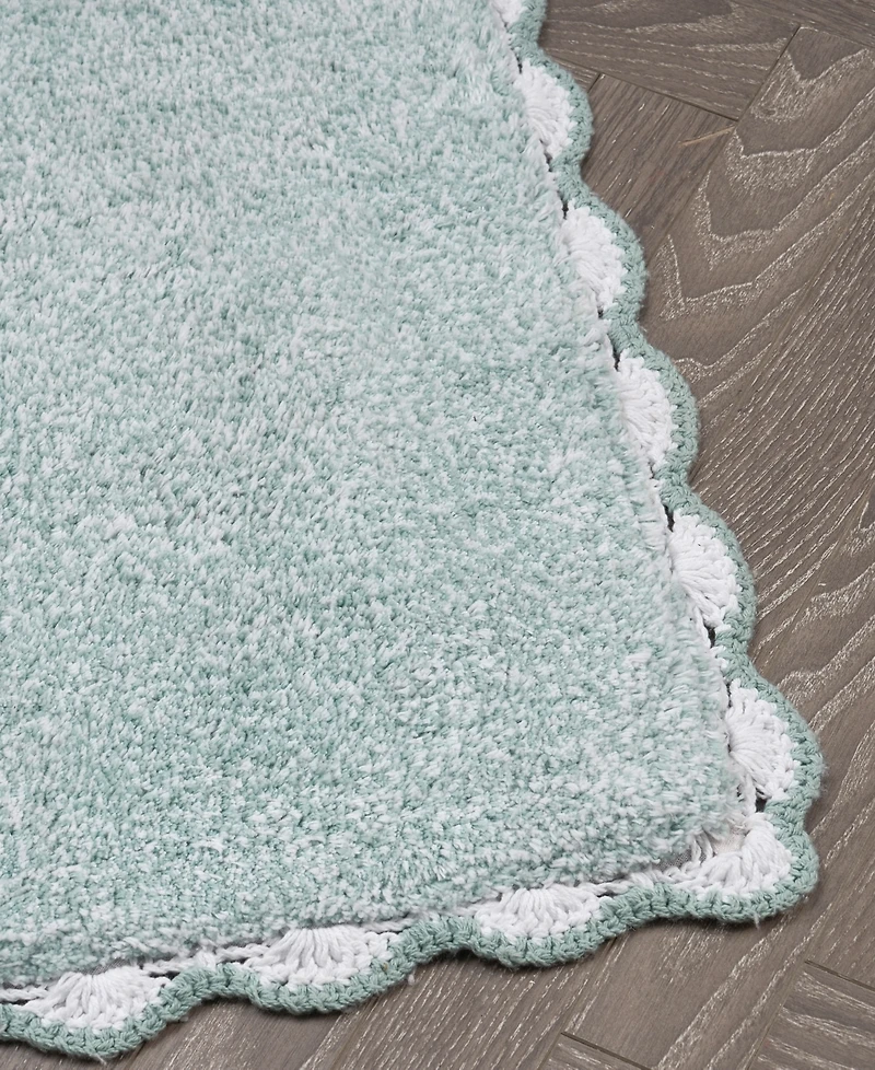 Laura Ashley Heathered Crochet Border Cotton Bath Rug