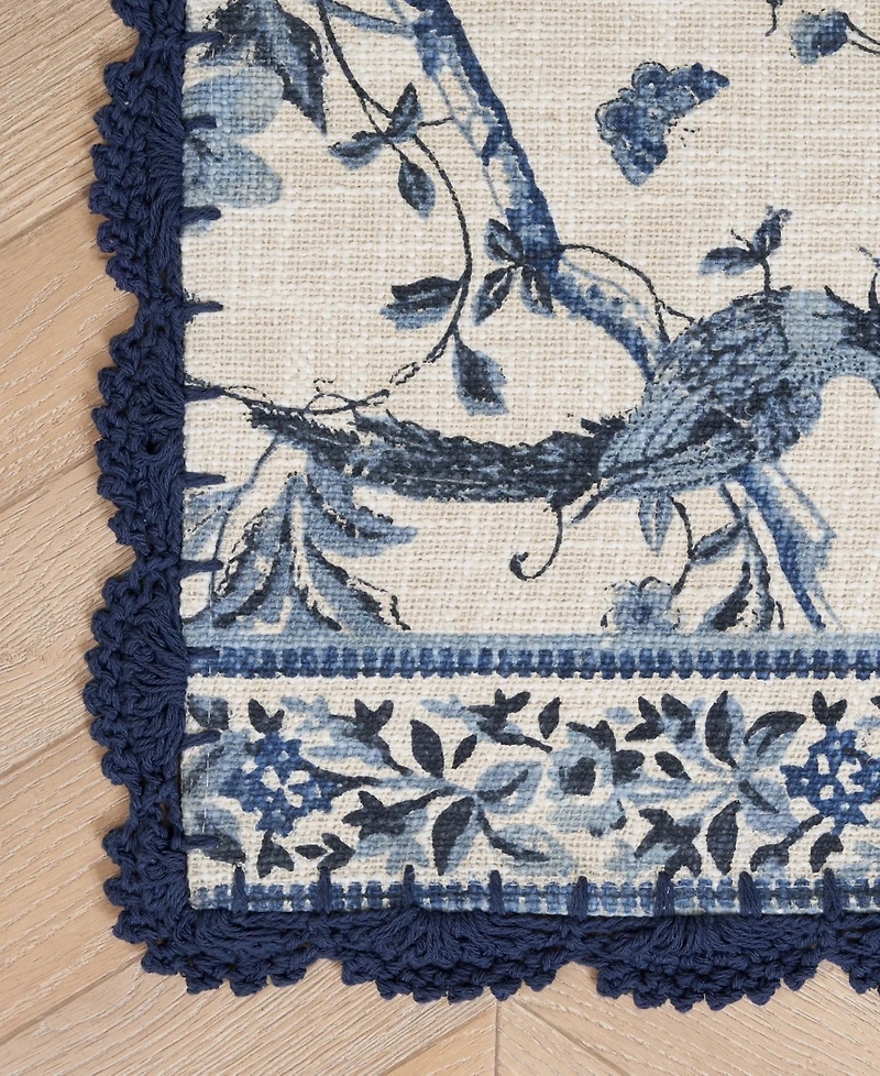 Laura Ashley Crochet Border Cotton Runner Rug