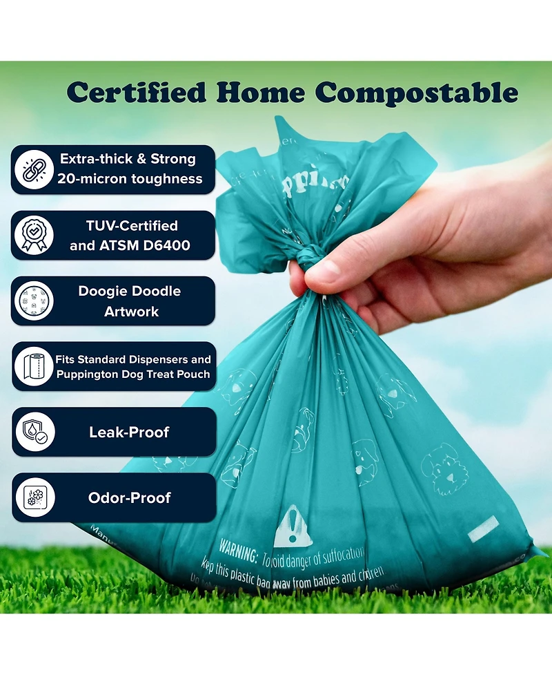 Compo Dog Poop Bags, 90 Bags, Lagoon Teal
