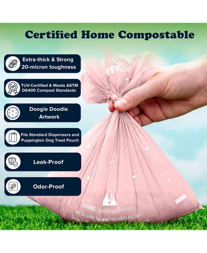 Compo Dog Poop Bags, 180 Bags, Blush Pink