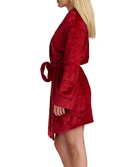 Tommy Hilfiger Women's Debossed Long Sleeves Plush Short Robe