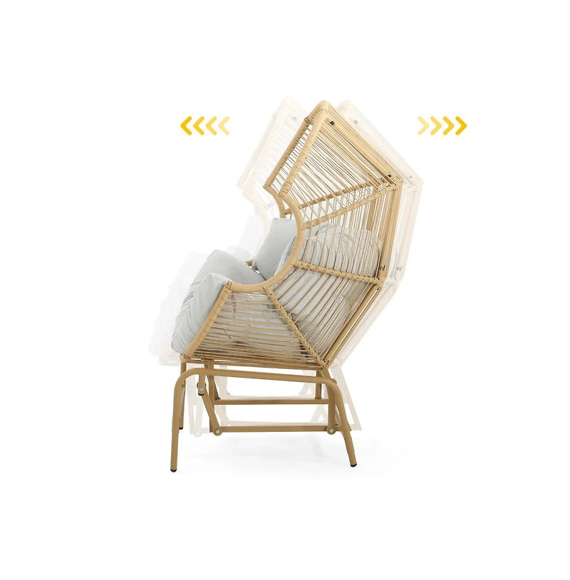 Chic Crate - Elevate Your Outdoor Living with the Luxurious Light Brown Palos Wicker Glider Chair for Ideal Comfort